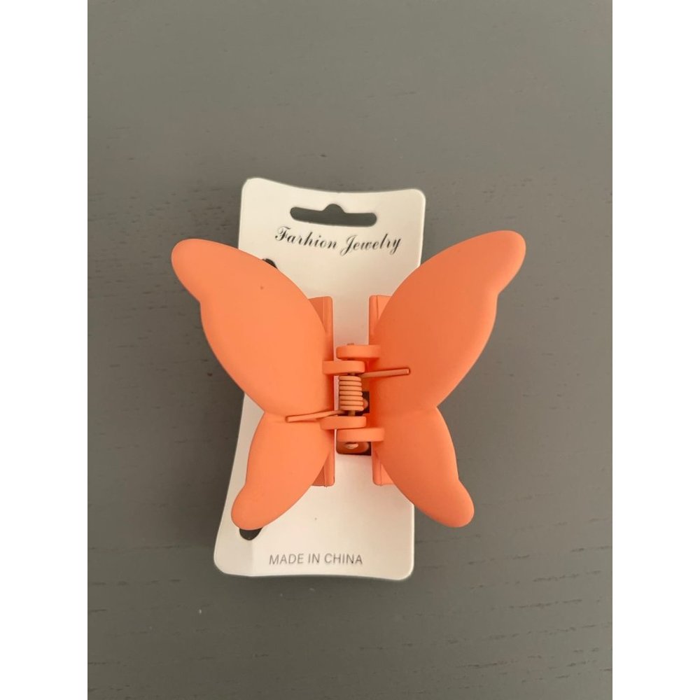 NEW LIGHT ORANGE BUTTERFLY HAIR CLIP SOFT MATTE COLOR HAIR ACCESSORIES